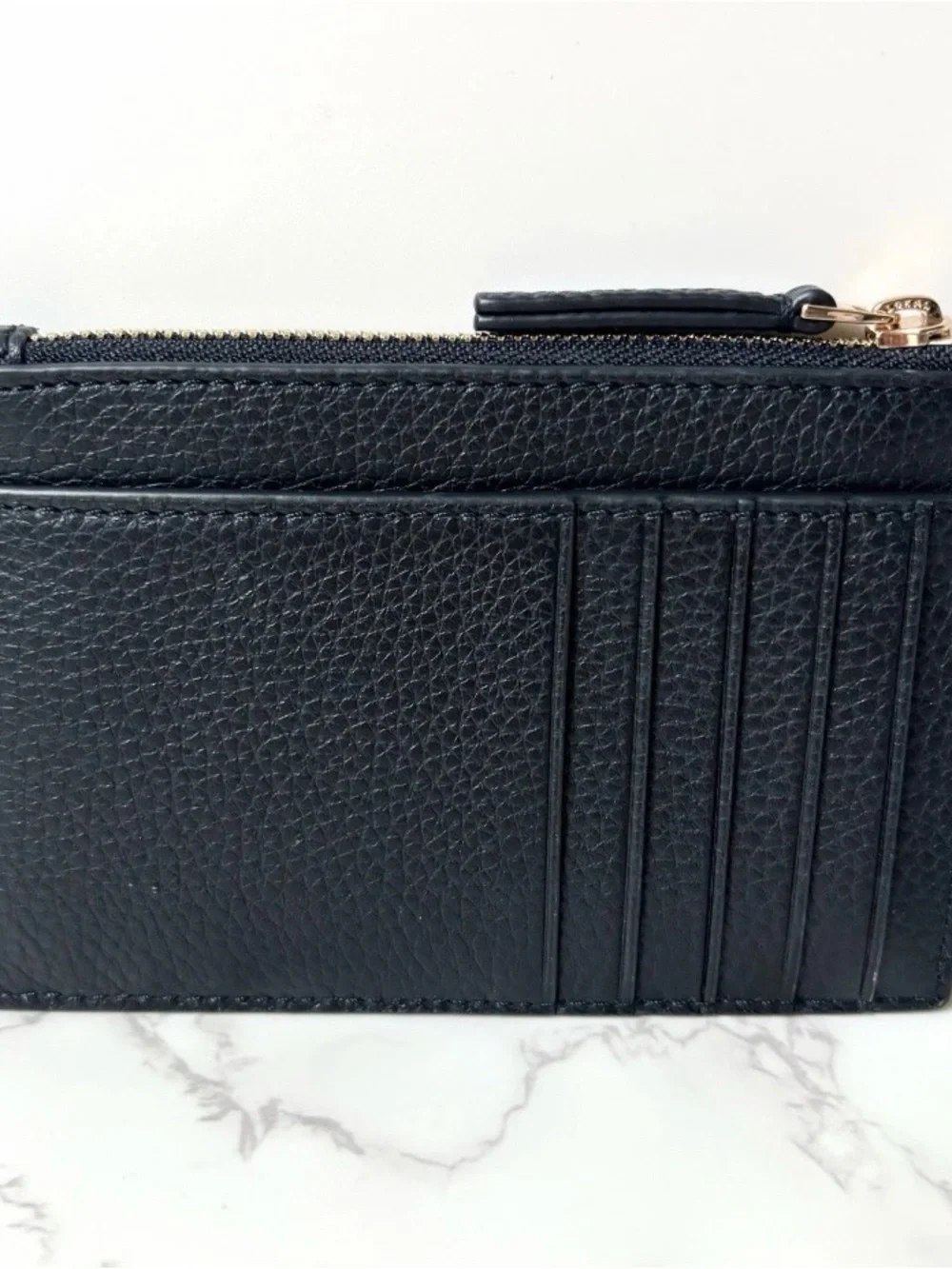 Tory Burch Black Pebbled Leather Card Case Wallet NWOT Never Used
